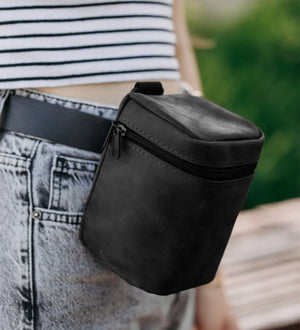 Waxed Matte Leather Camera Lens Pouch – 4 Size Options