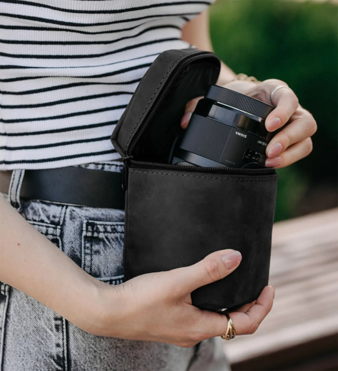 Waxed Matte Leather Camera Lens Pouch – 4 Size Options