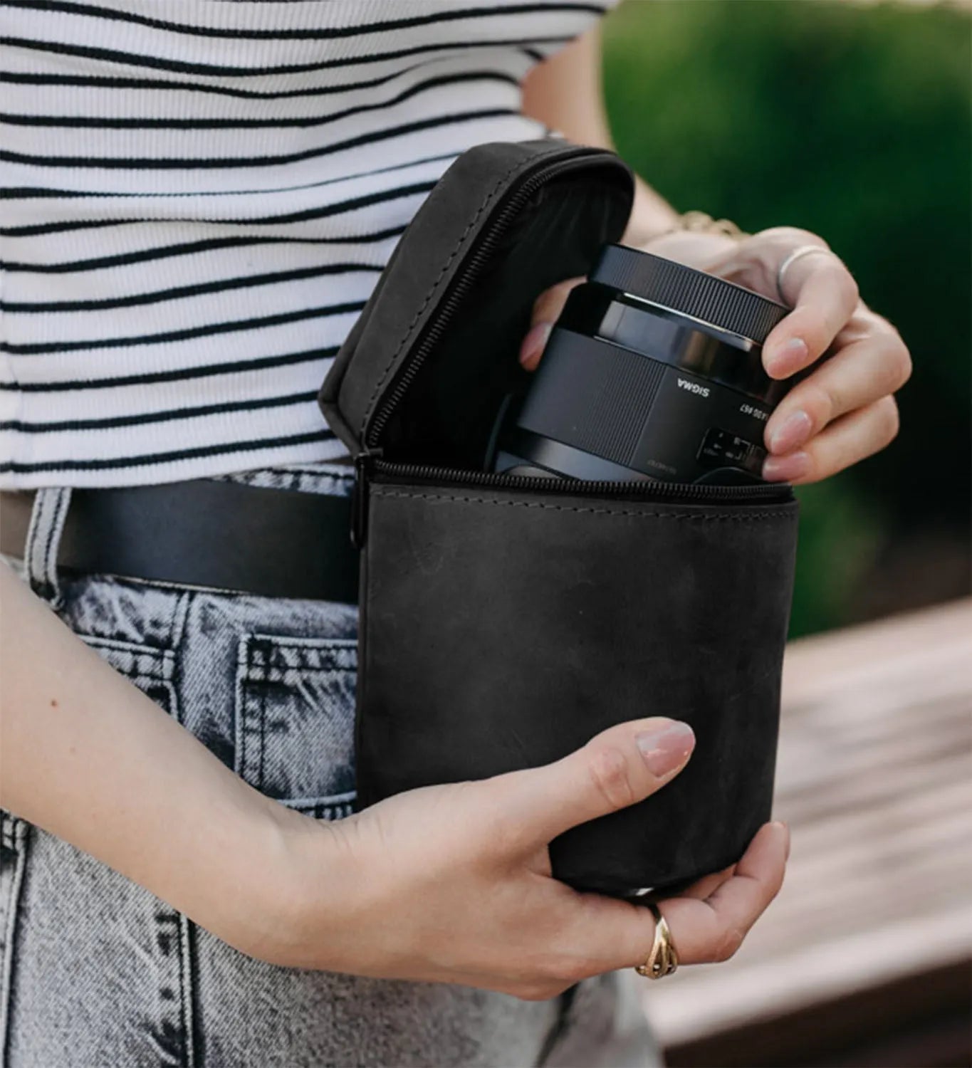 Waxed Matte Leather Camera Lens Pouch – 4 Size Options