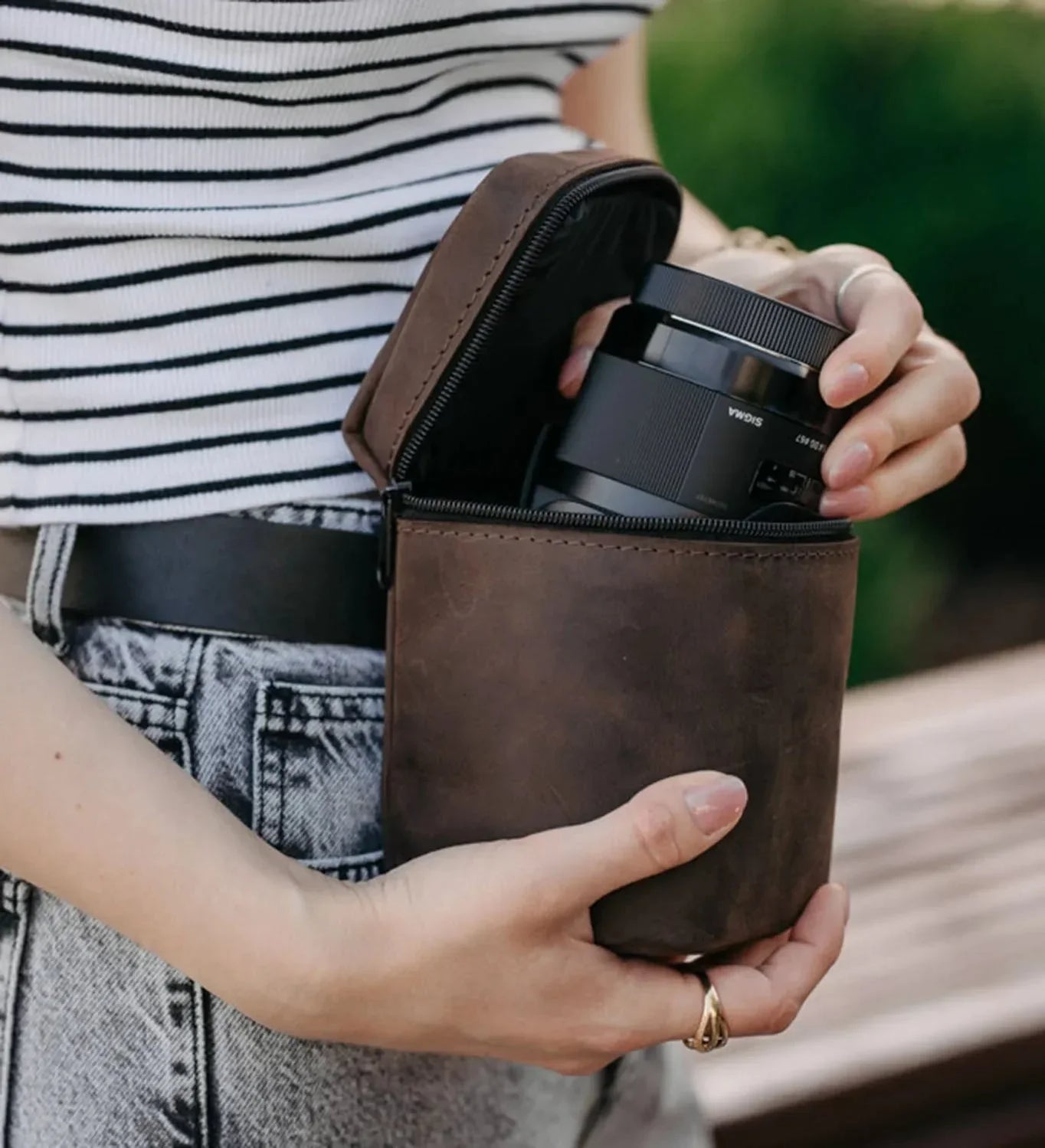 Waxed Matte Leather Camera Lens Pouch – 4 Size Options