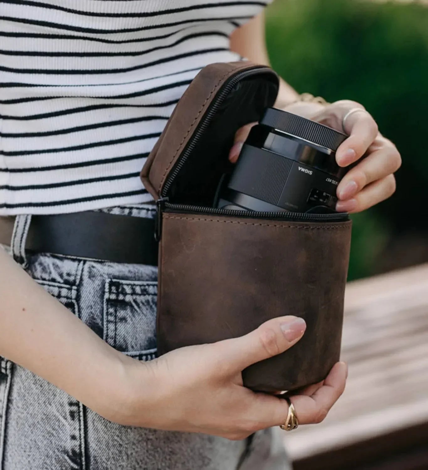 Waxed Matte Leather Camera Lens Pouch – 4 Size Options