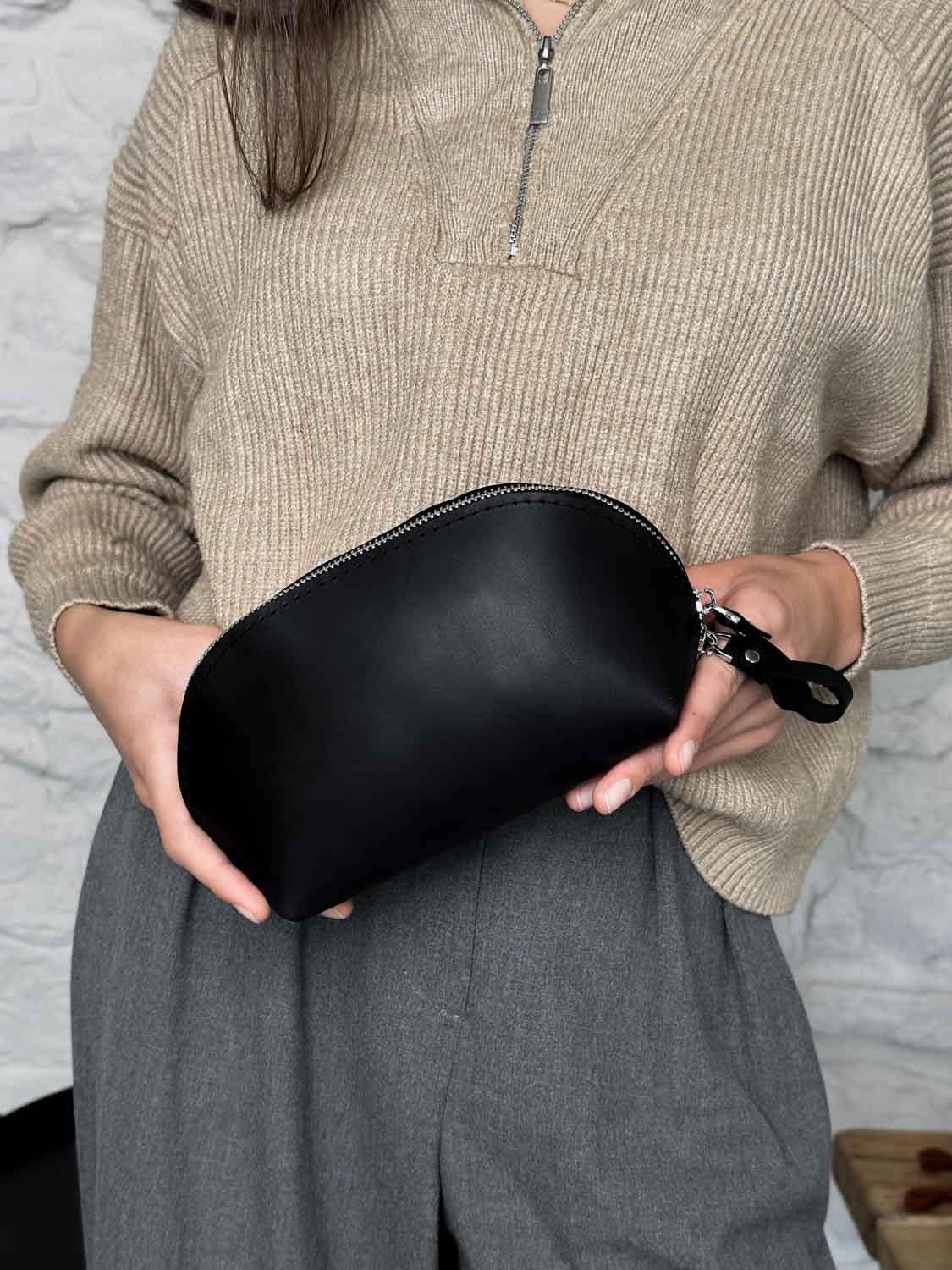 Waxed Matte Leather Makeup Bag for Women | Mirana