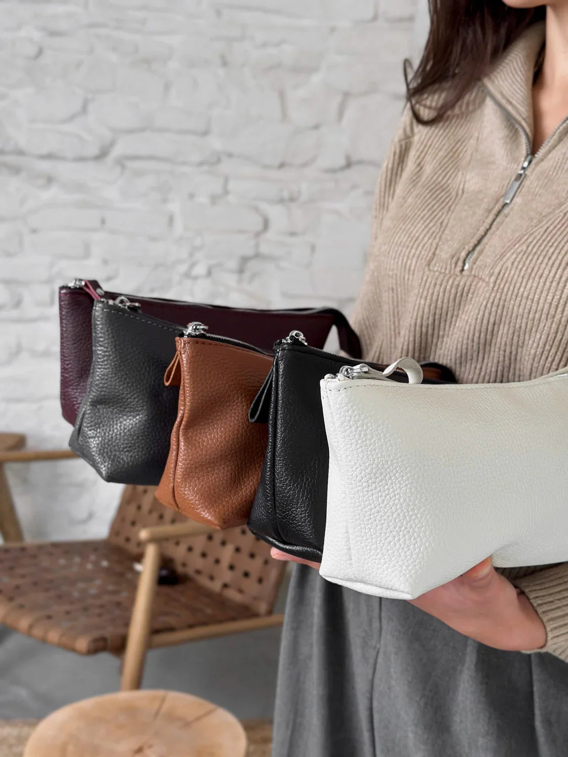 Grainy Leather Cosmetic Bag – Zippered Travel Pouch for Women | Allure