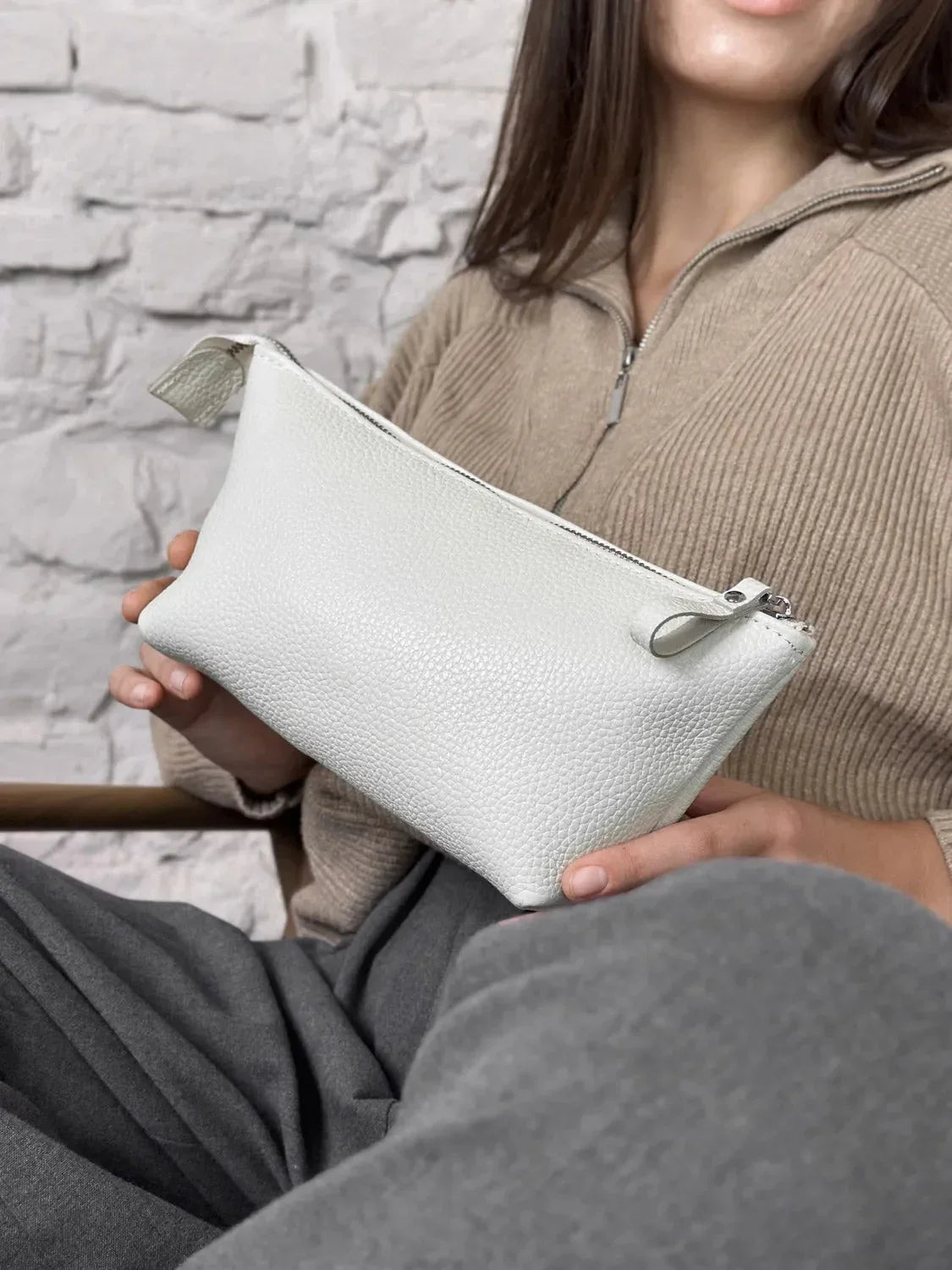 Grainy Leather Cosmetic Bag – Zippered Travel Pouch for Women | Allure
