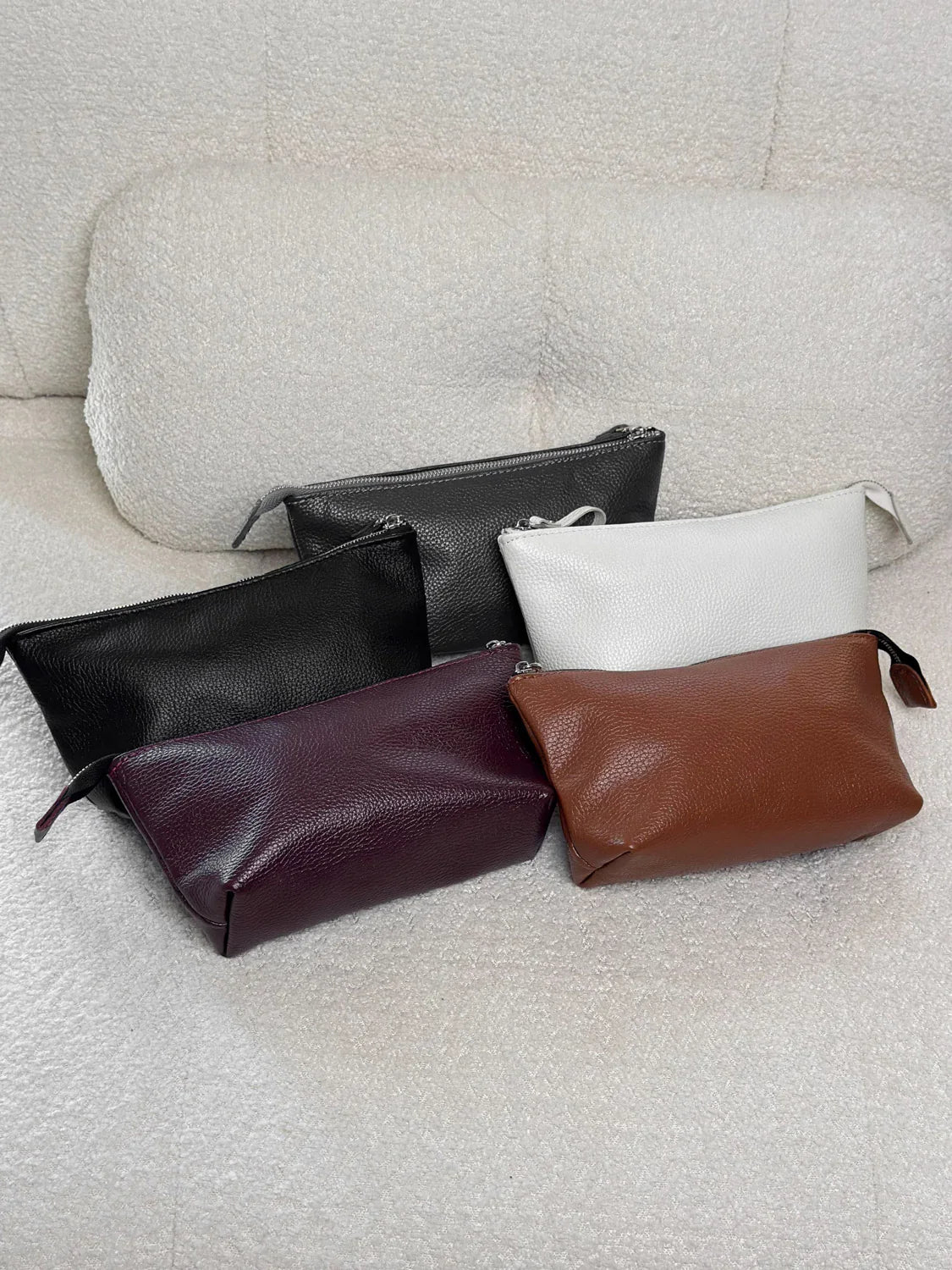 Grainy Leather Cosmetic Bag – Zippered Travel Pouch for Women | Allure