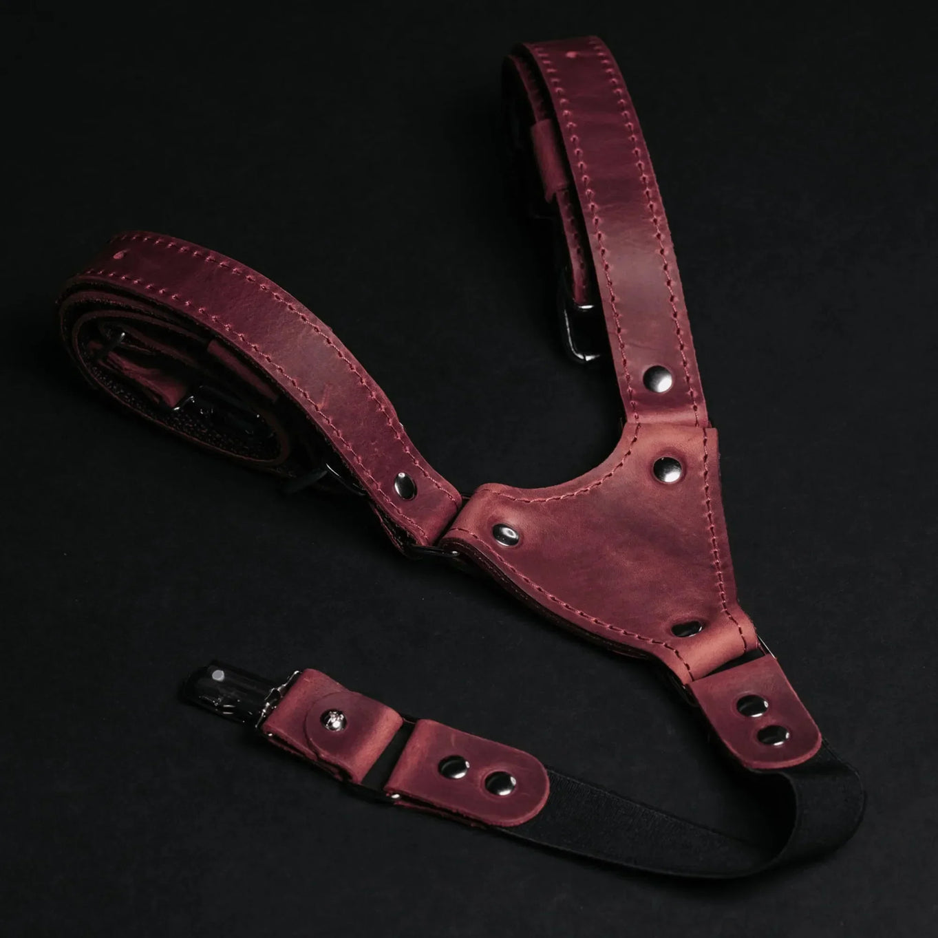 Waxed Matte Leather Suspenders for Men with Buckles