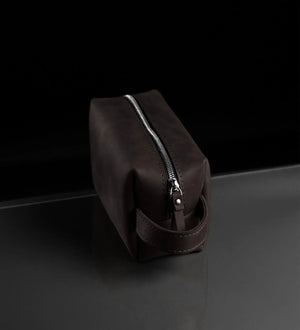 Waxed Matte Leather Dopp Kit – Travel Organizer