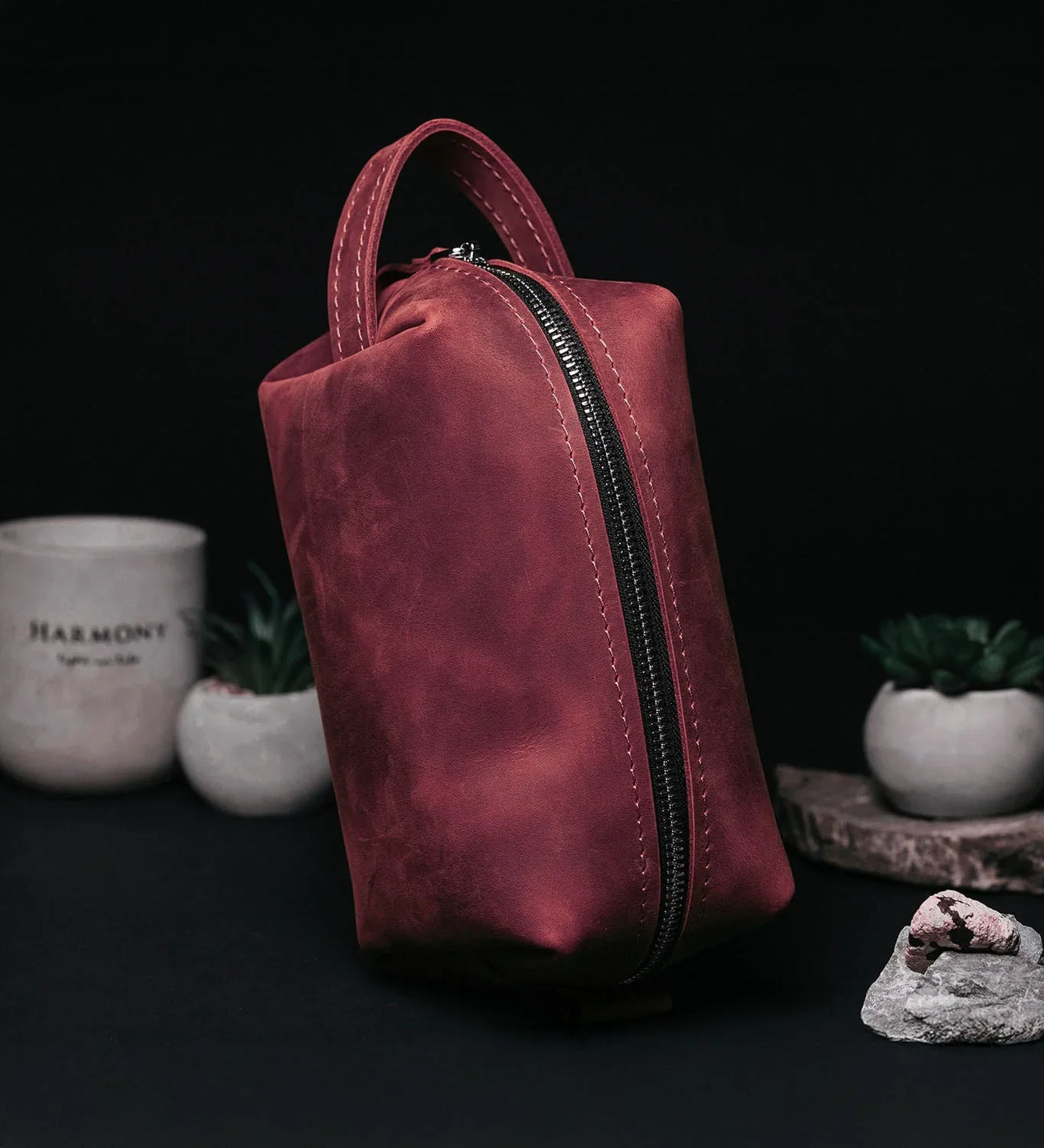 Waxed Matte Leather Dopp Kit – Travel Organizer