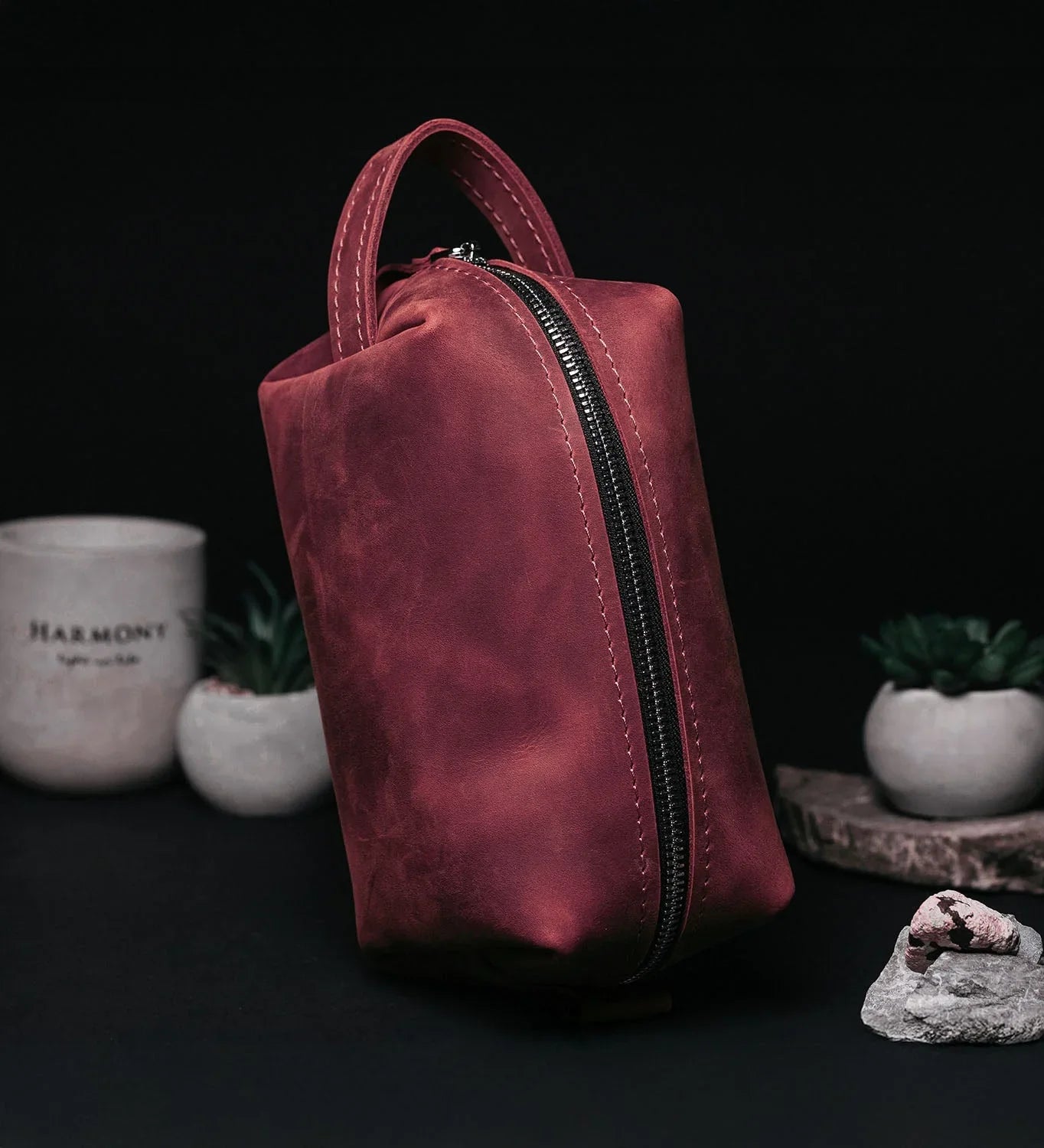 Waxed Matte Leather Dopp Kit – Travel Organizer