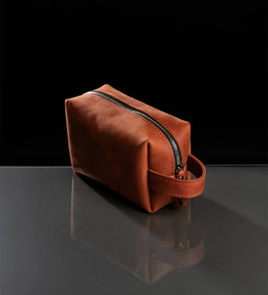 Waxed Matte Leather Dopp Kit – Travel Organizer