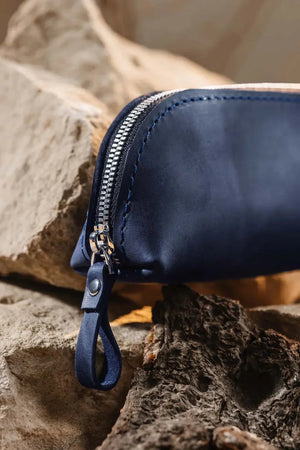 Zippered Pencil Pouch – Distressed Leather Organizer