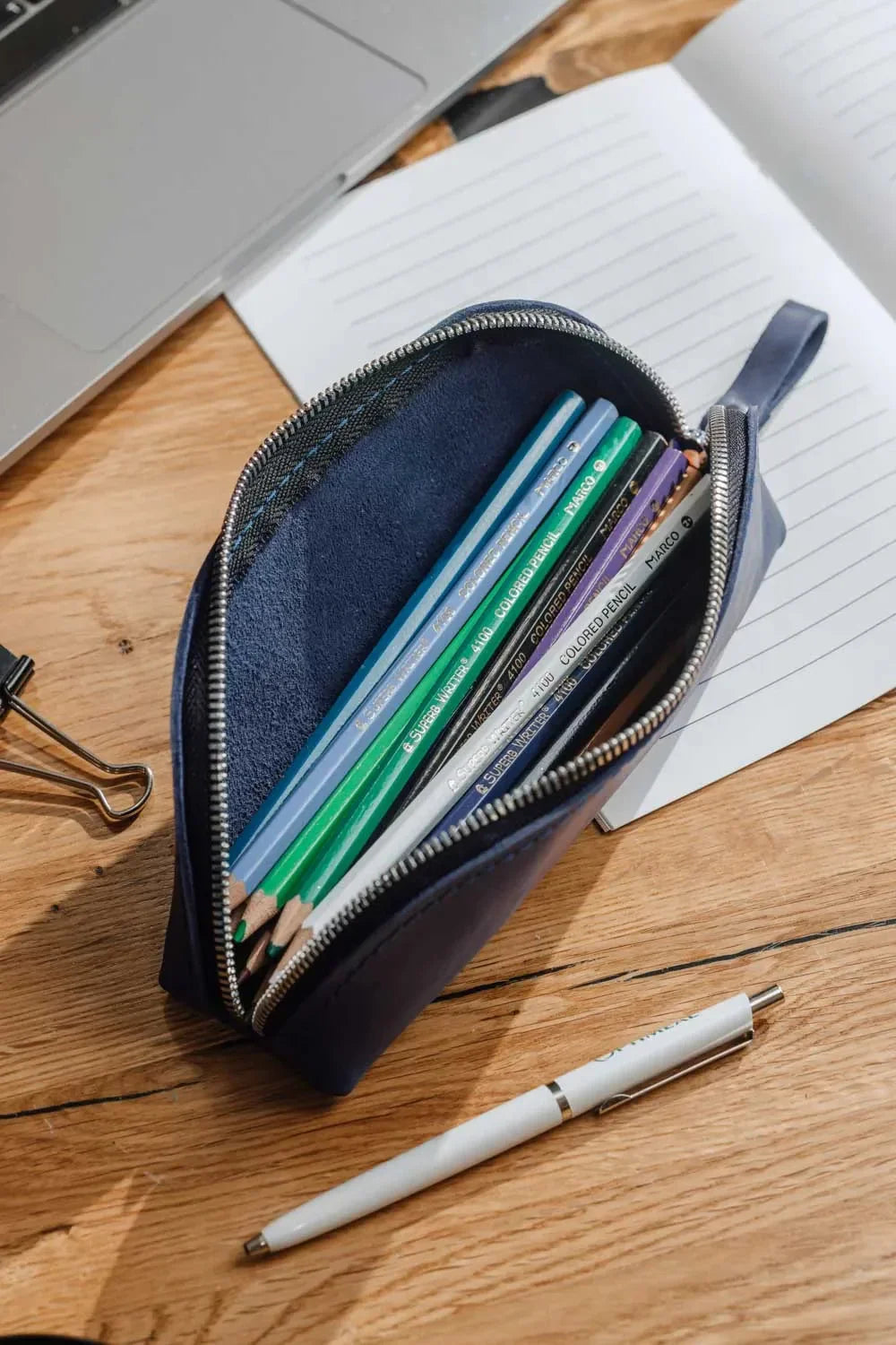 Zippered Pencil Pouch – Distressed Leather Organizer
