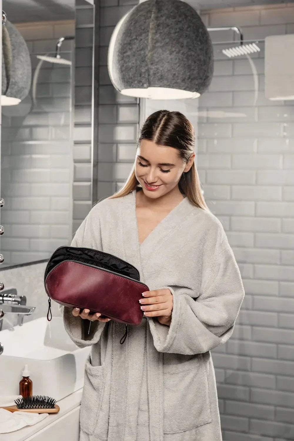 Matte Leather Cosmetic Bag – Travel Toiletry Organizer | BeautyBox