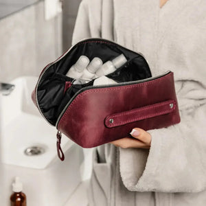 Matte Leather Cosmetic Bag – Travel Toiletry Organizer | BeautyBox