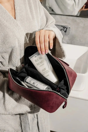 Matte Leather Cosmetic Bag – Travel Toiletry Organizer | BeautyBox
