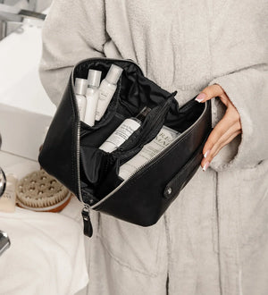 Matte Leather Cosmetic Bag – Travel Toiletry Organizer | BeautyBox