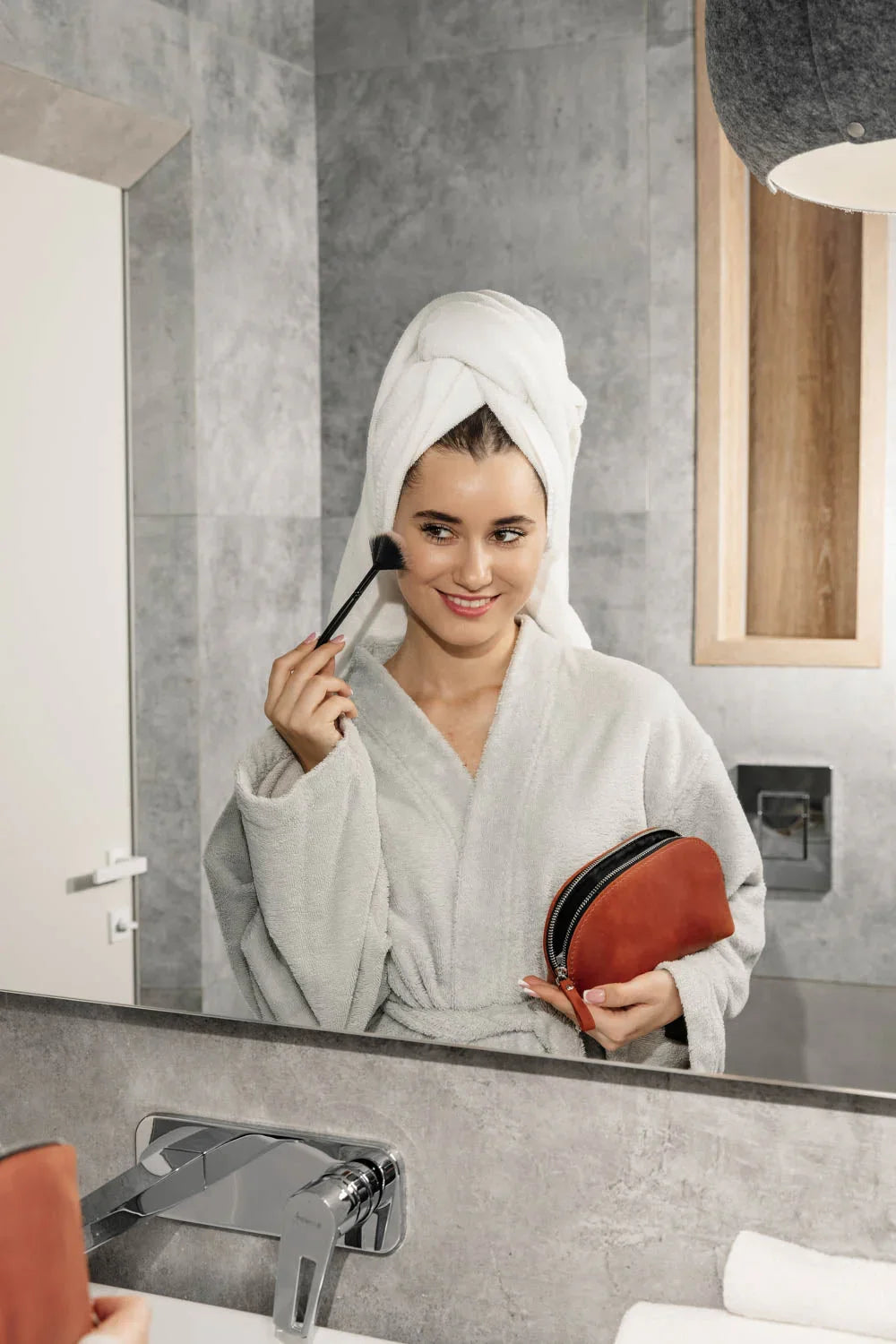 Waxed Matte Leather Makeup Bag for Women | Mirana