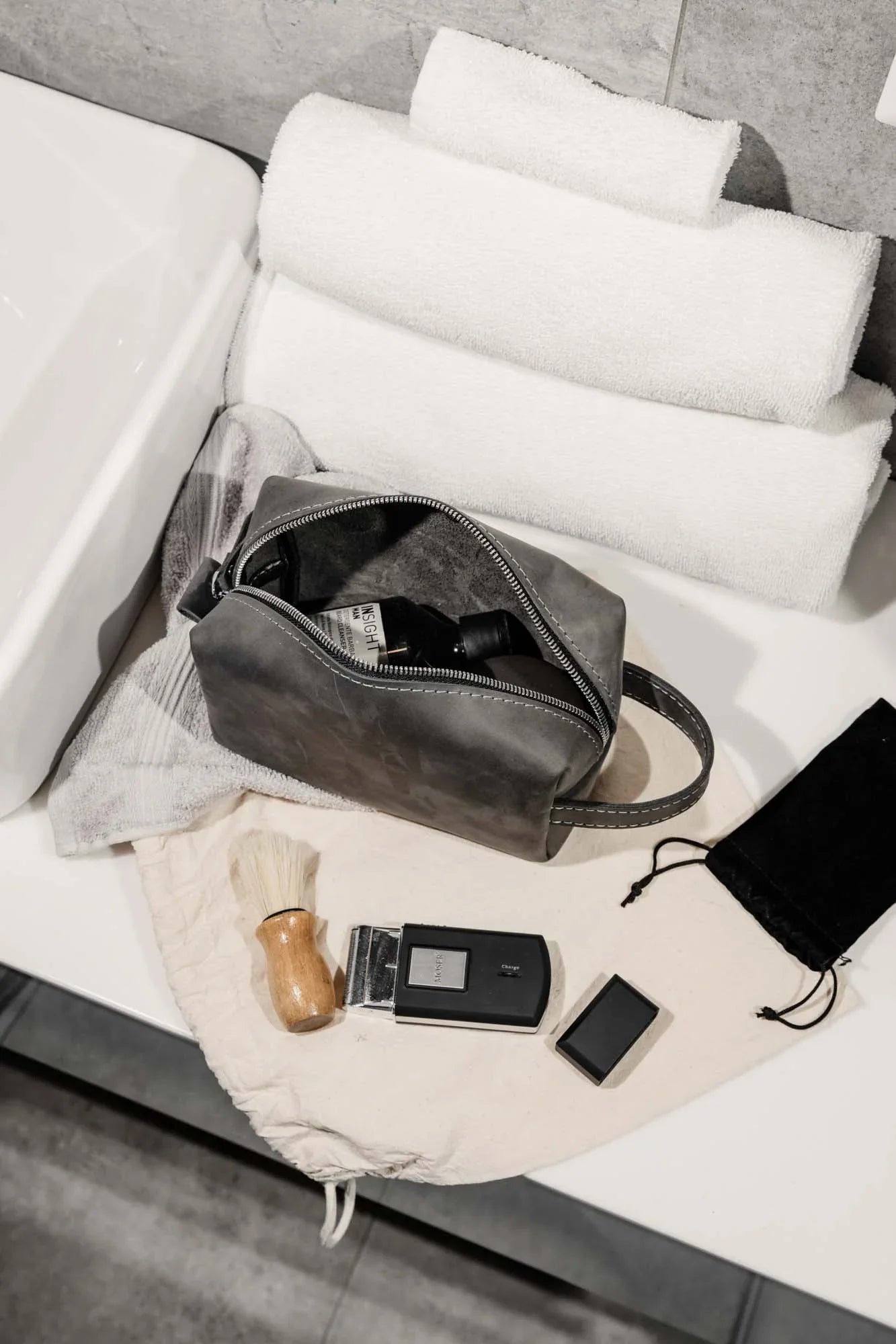 Waxed Matte Leather Dopp Kit – Travel Organizer