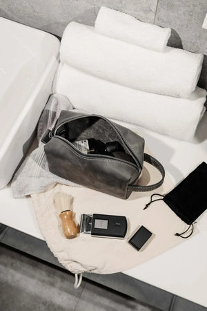 Waxed Matte Leather Dopp Kit – Travel Organizer
