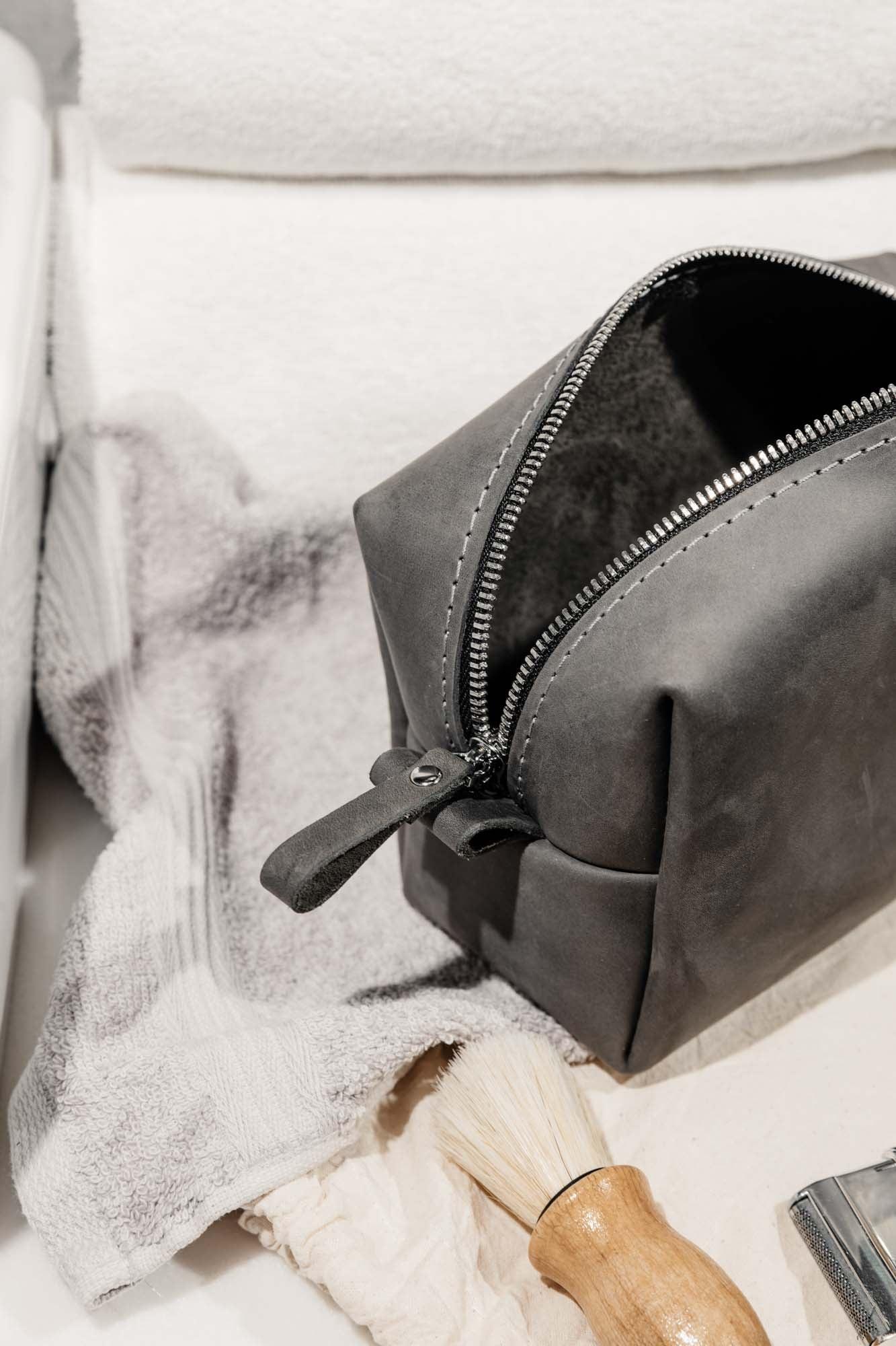 Waxed Matte Leather Dopp Kit – Travel Organizer
