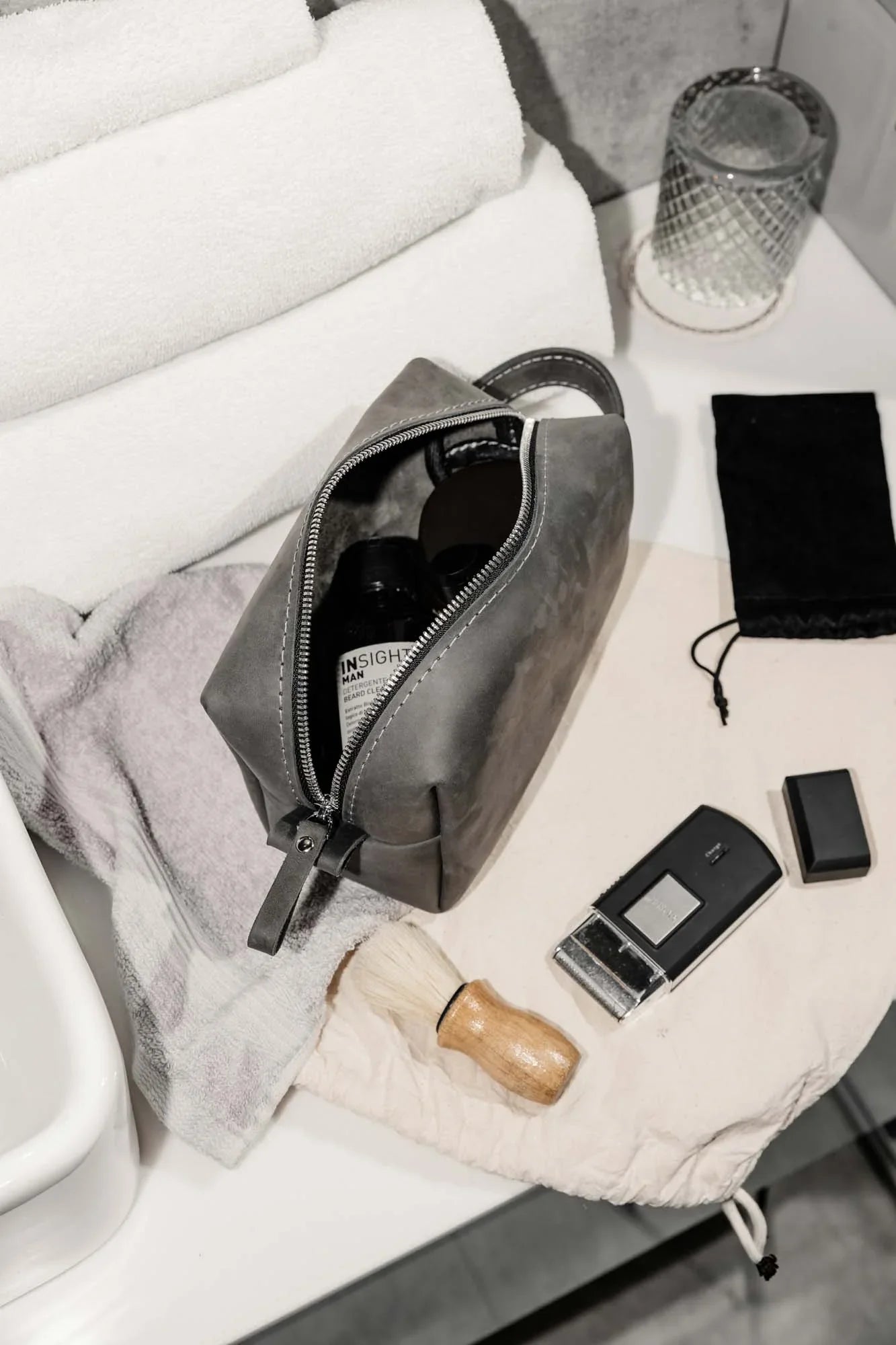 Waxed Matte Leather Dopp Kit – Travel Organizer