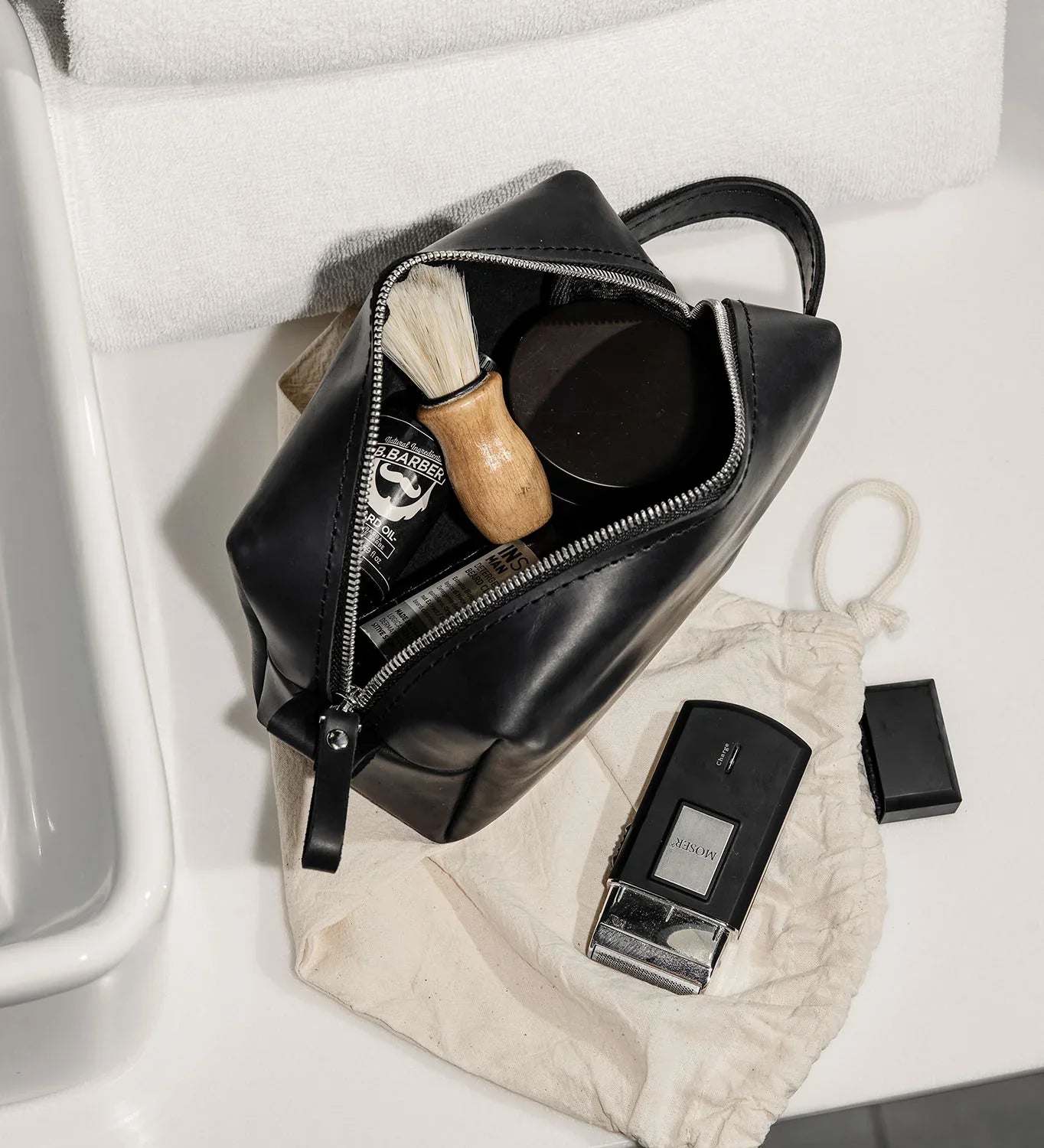 Waxed Matte Leather Dopp Kit – Travel Organizer