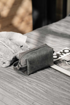 Waxed Matte Leather Dopp Kit – Travel Organizer