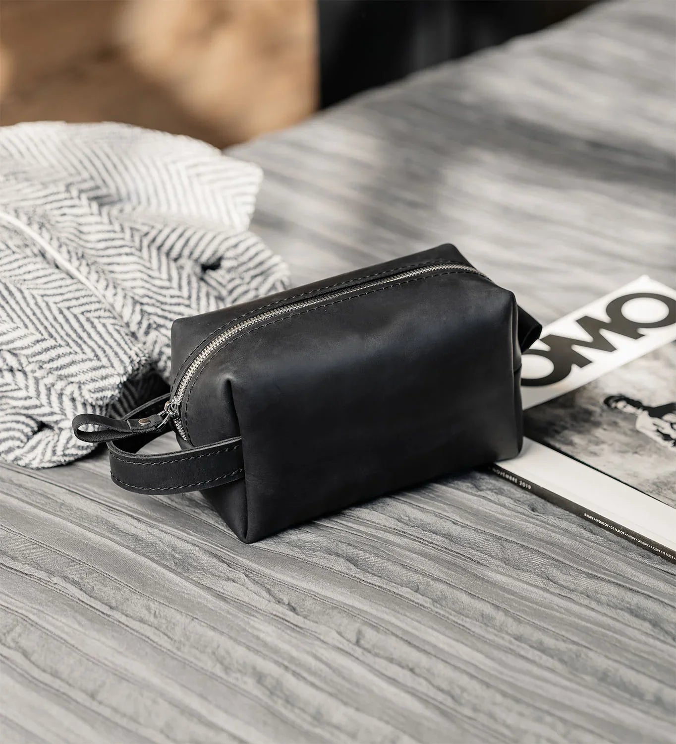 Waxed Matte Leather Dopp Kit – Travel Organizer
