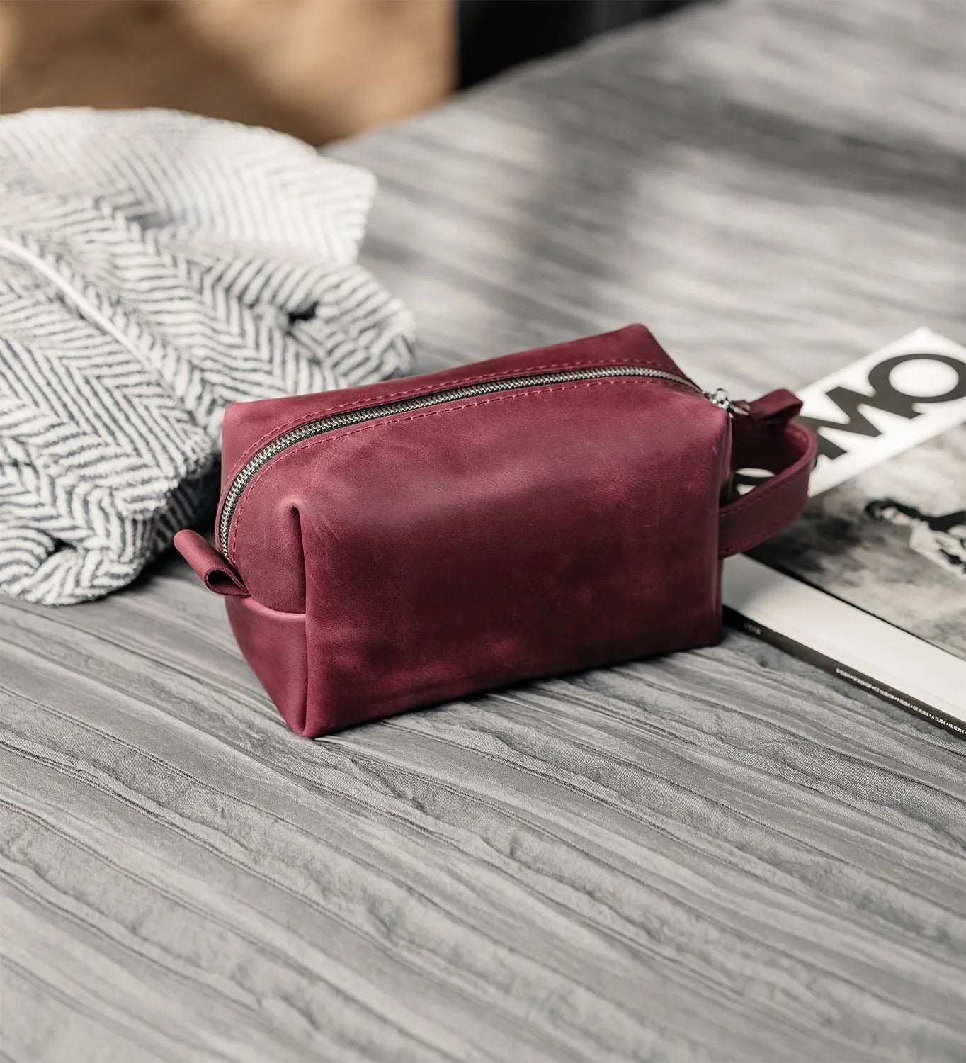 Waxed Matte Leather Dopp Kit – Travel Organizer