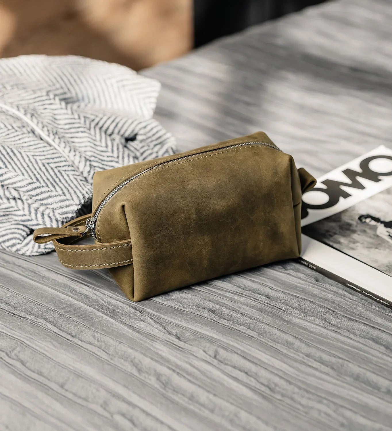 Waxed Matte Leather Dopp Kit – Travel Organizer