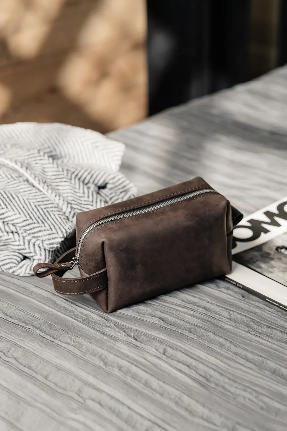 Waxed Matte Leather Dopp Kit – Travel Organizer
