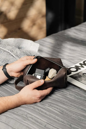 Waxed Matte Leather Dopp Kit – Travel Organizer