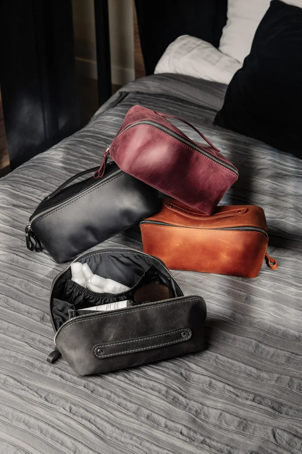 Matte Leather Cosmetic Bag – Travel Toiletry Organizer | BeautyBox
