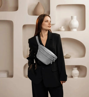 Grainy Leather Waist Bag with Zipper | B-Bag