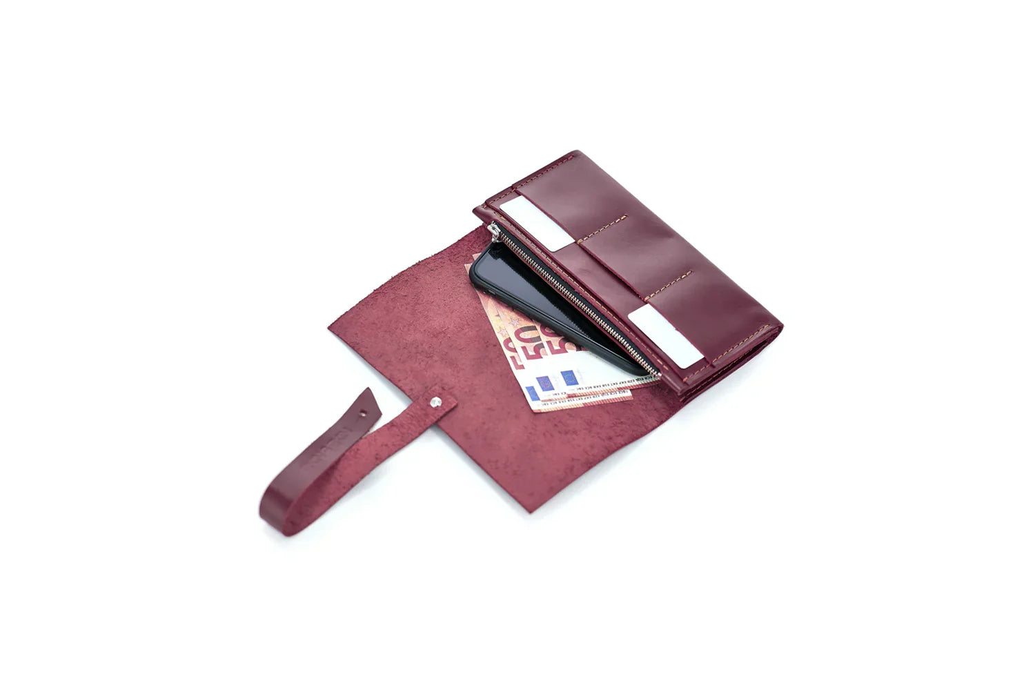 Smooth Leather Wallet for Women | Wrap Closure + Zip Pocket