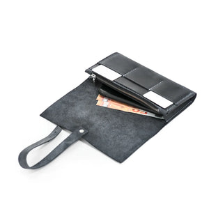 Smooth Leather Wallet for Women | Wrap Closure + Zip Pocket