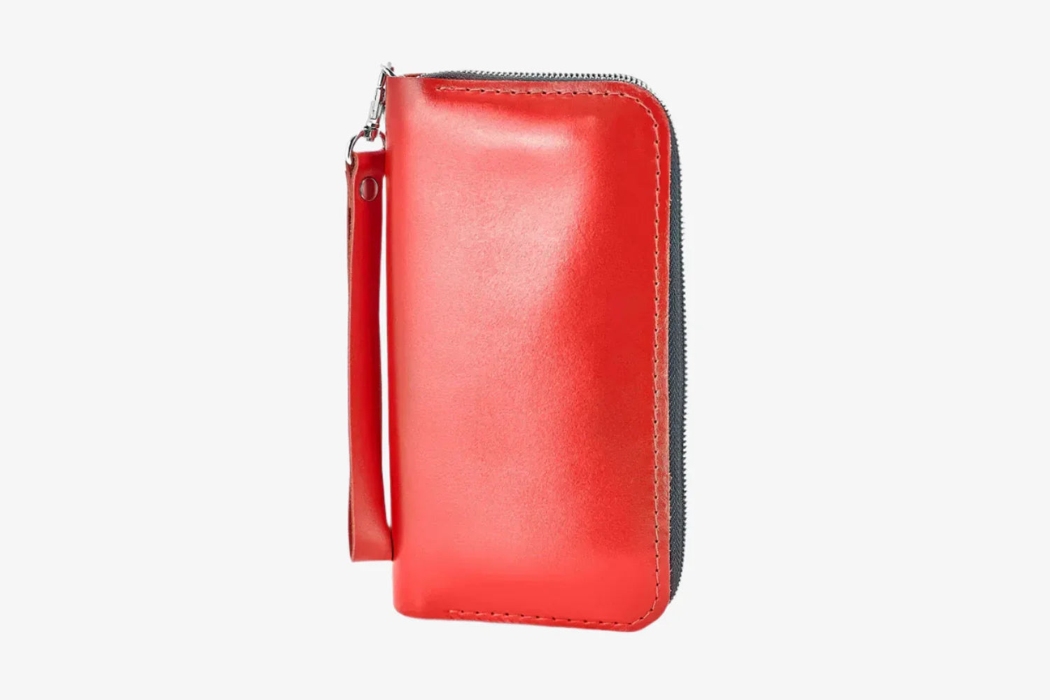 Leather Clutch Wallet – Zip Closure & Wrist Strap