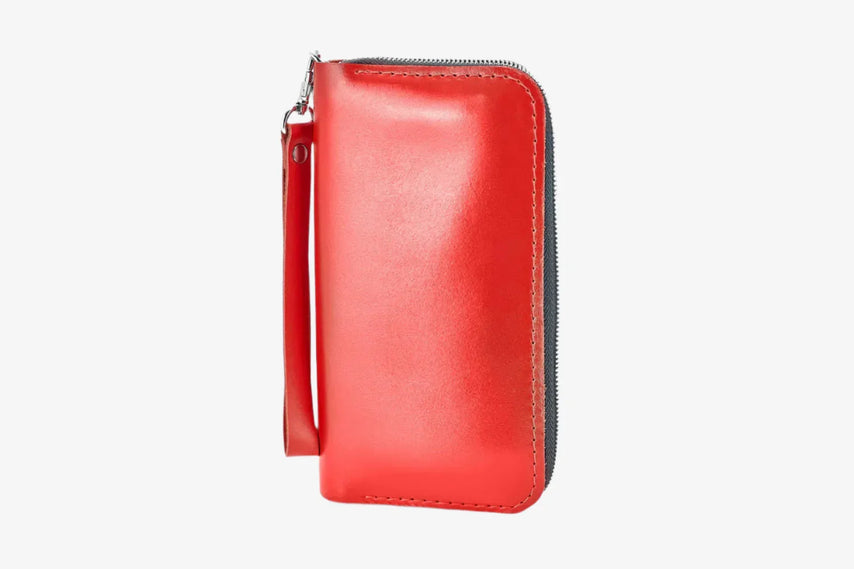 Leather Clutch Wallet – Zip Closure & Wrist Strap