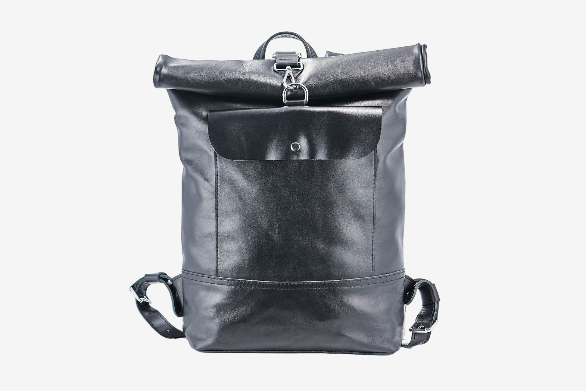 Smooth Leather Backpack with Roll Top – Durable Work & Travel Bag