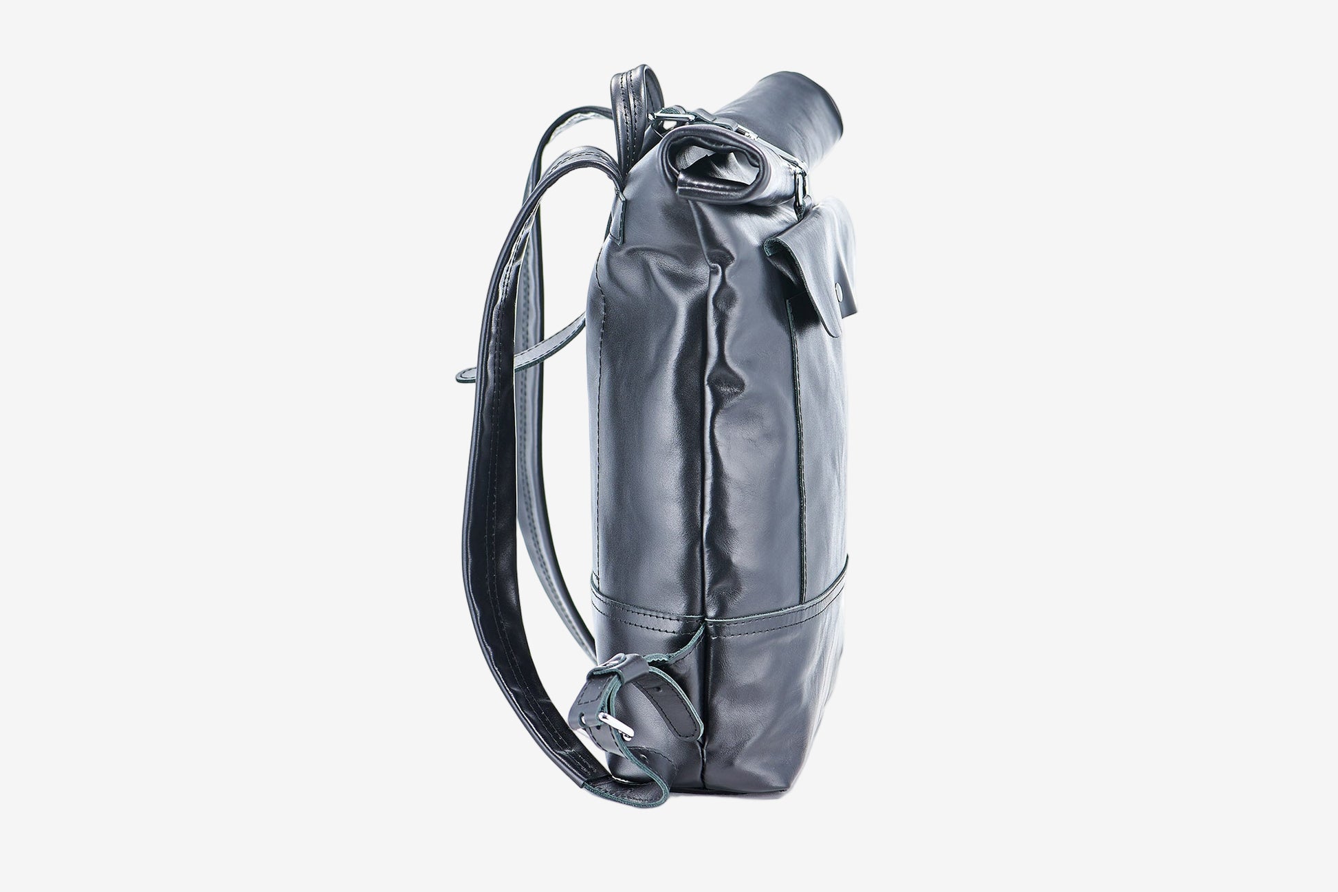 Smooth Leather Backpack with Roll Top – Durable Work & Travel Bag