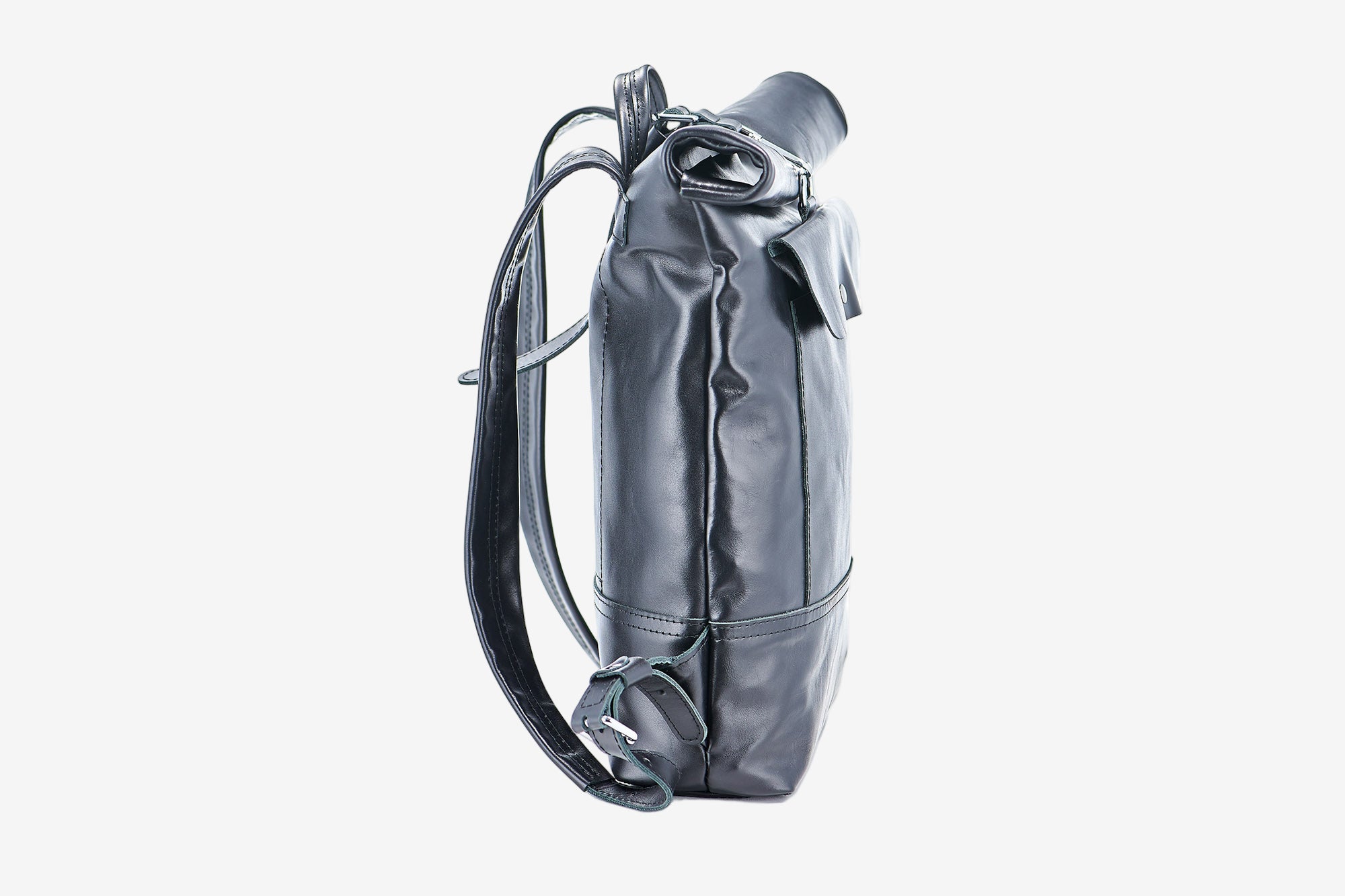 Smooth Leather Backpack with Roll Top – Durable Work & Travel Bag
