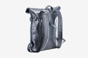 Smooth Leather Backpack with Roll Top – Durable Work & Travel Bag