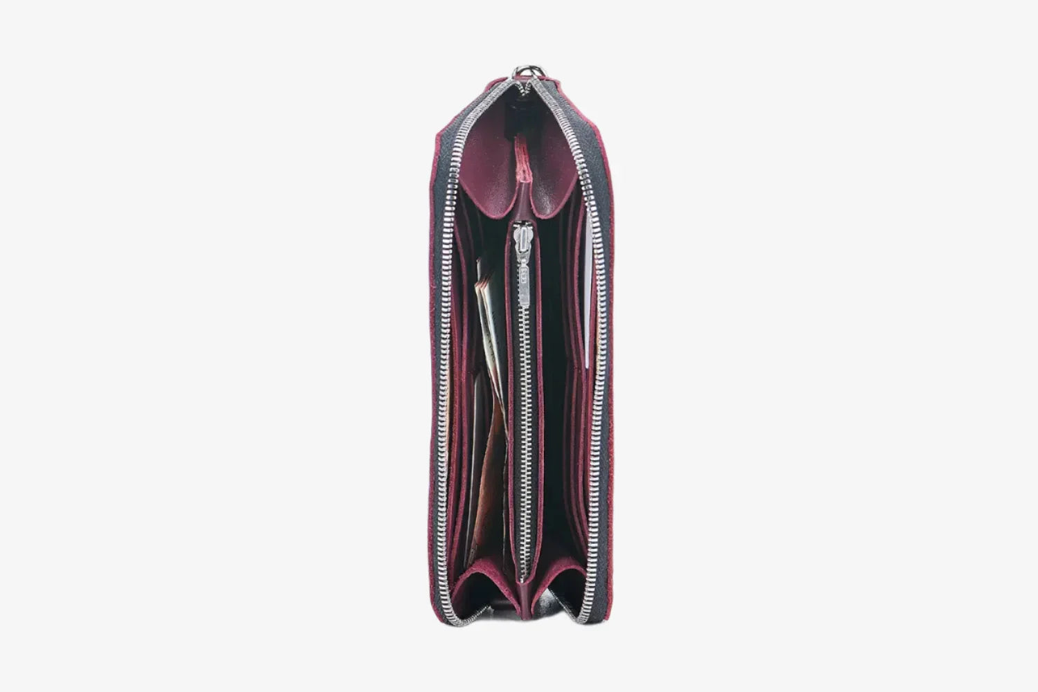 Leather Clutch Wallet – Zip Closure & Wrist Strap