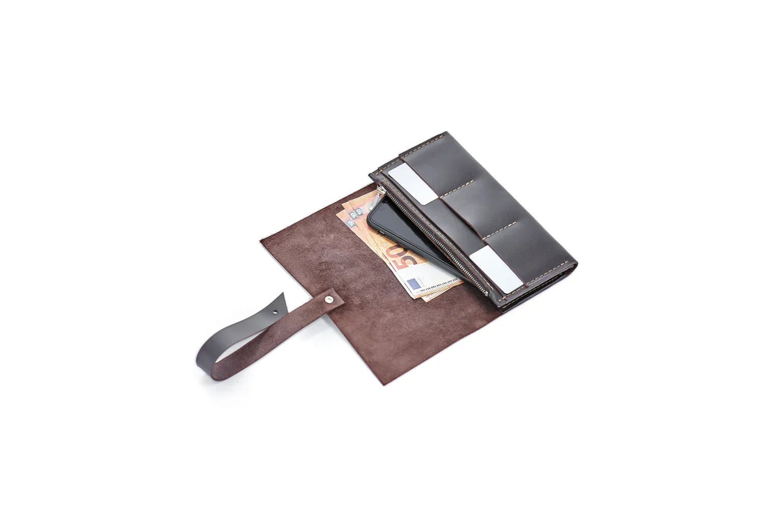 Smooth Leather Wallet for Women | Wrap Closure + Zip Pocket