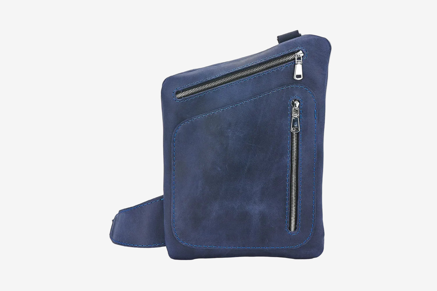 Men’s Sling Bag in Waxed Matte Leather | Hidden Back Pocket