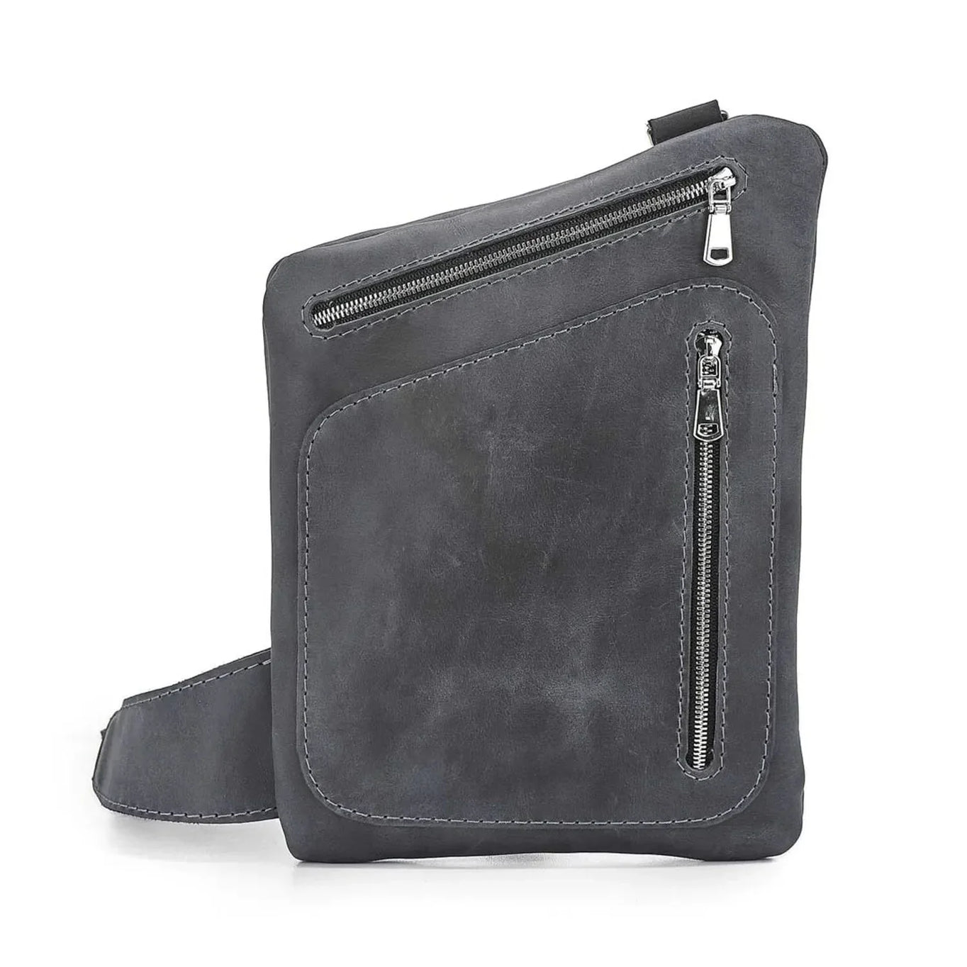 Men’s Sling Bag in Waxed Matte Leather | Hidden Back Pocket