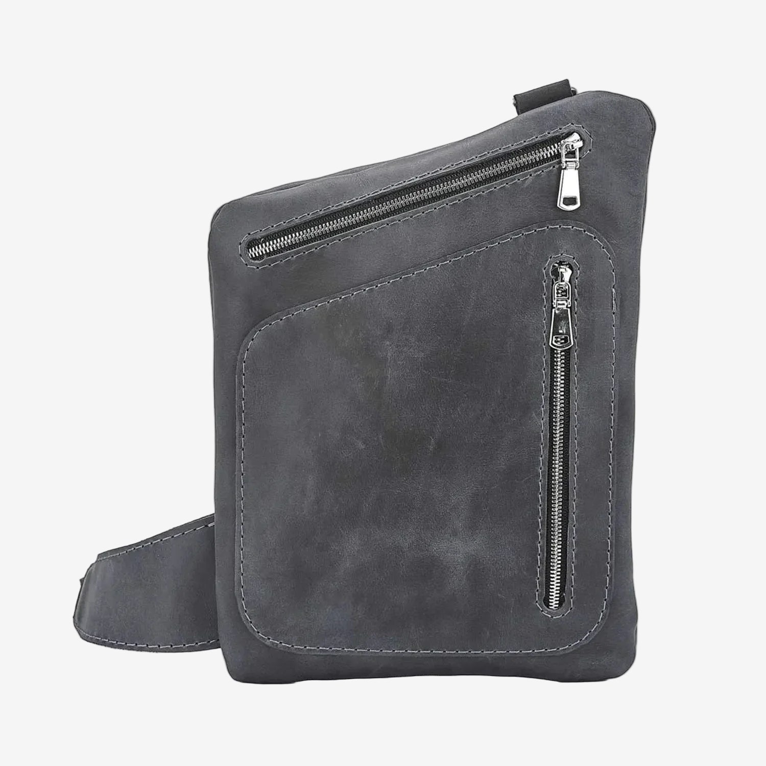 Men’s Sling Bag in Waxed Matte Leather | Hidden Back Pocket