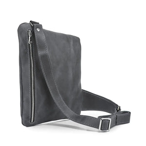 Men’s Sling Bag in Waxed Matte Leather | Hidden Back Pocket