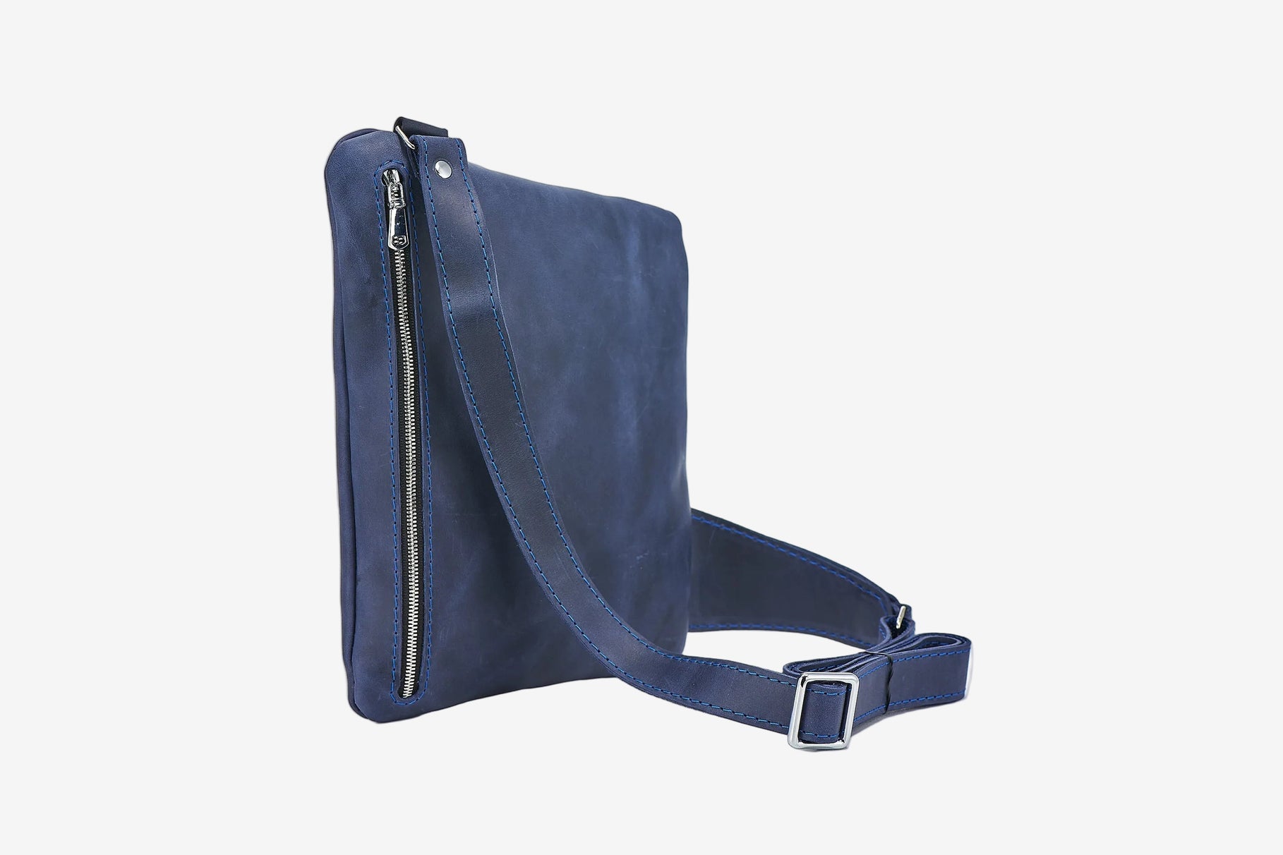 Men’s Sling Bag in Waxed Matte Leather | Hidden Back Pocket