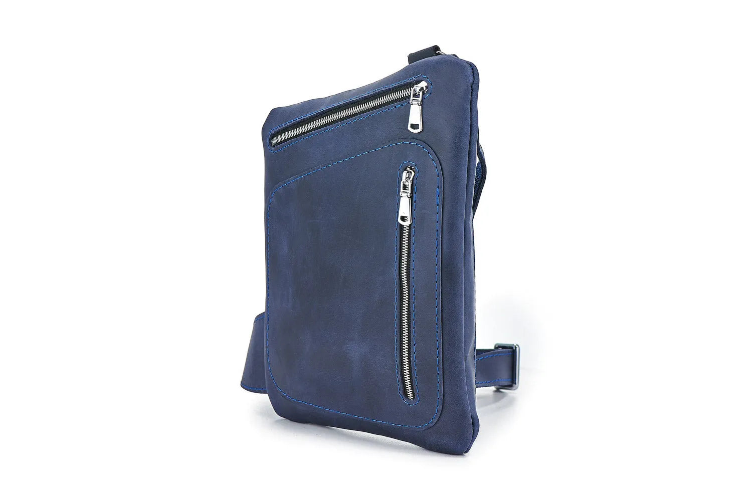 Men’s Sling Bag in Waxed Matte Leather | Hidden Back Pocket